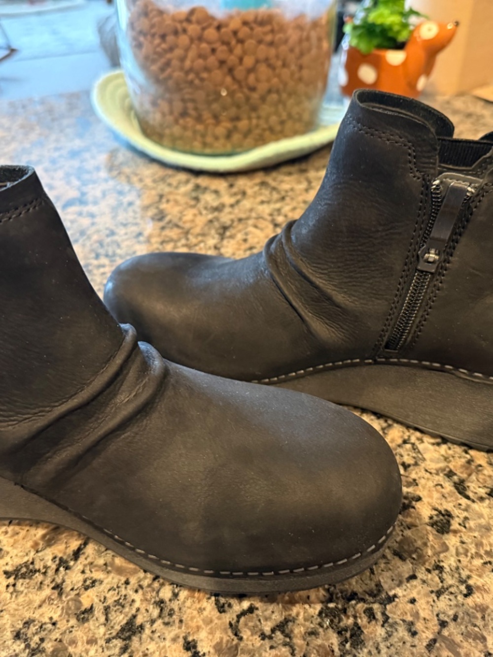 Dansko Taupe Suede Ankle Booties, Size 9 - Picture 2 of 5